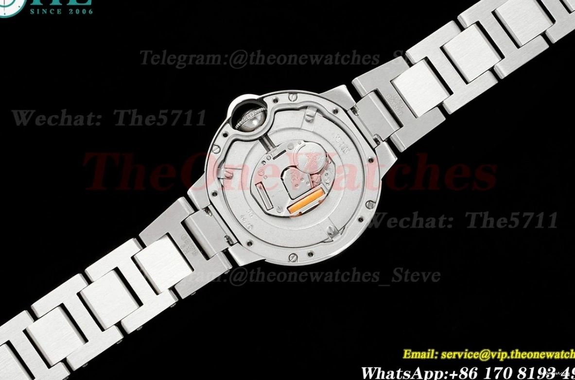 White Dial AF SS Bleu SS Cartier Ballon De Quartz 33mm 0327